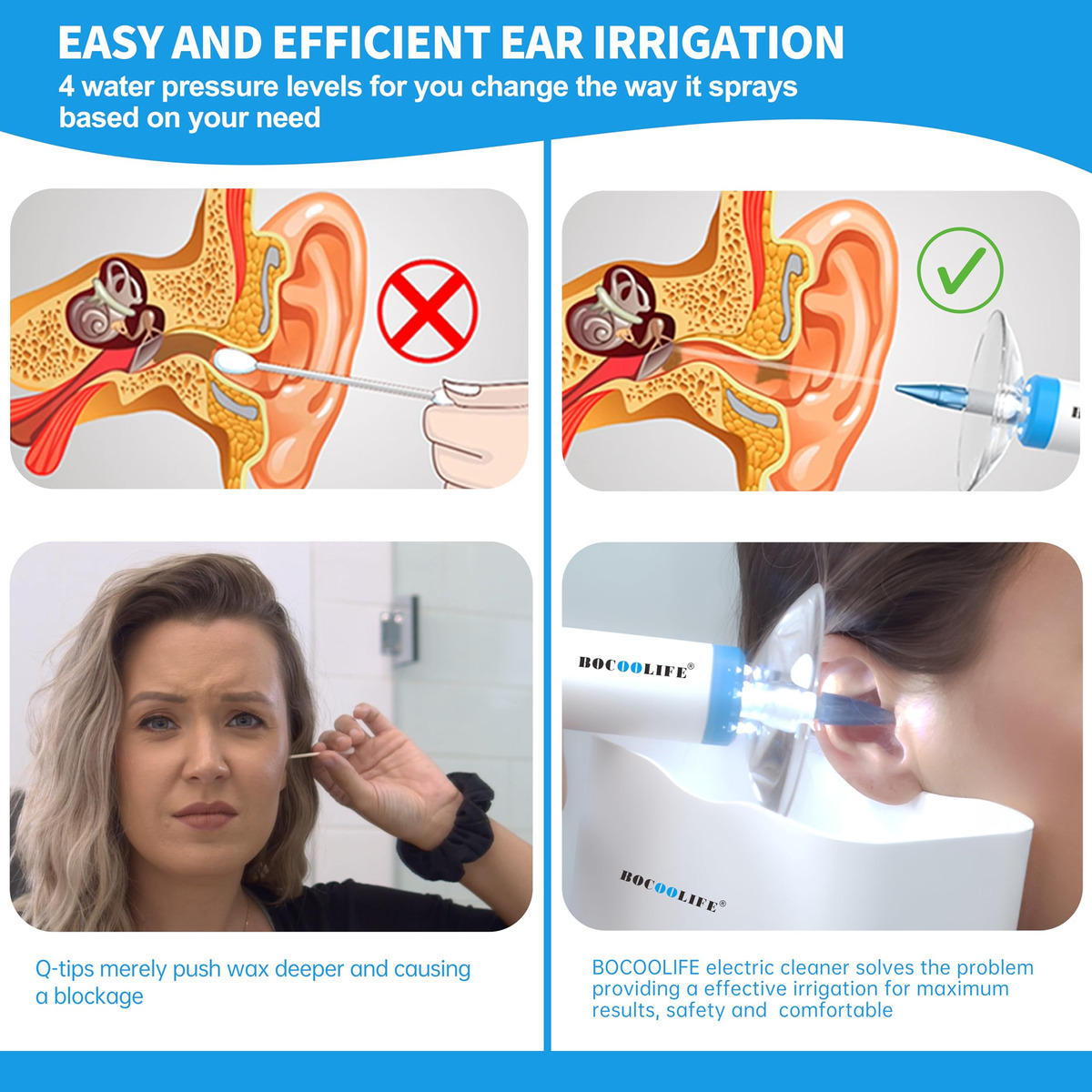 Kit Elétrico De Remoção De Cera De Ouvido Bocoolife Ear Irri - Imagem 3