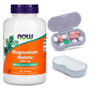 Magnésio Dimalato Malate Now Foods 180tabls + Porta Cápsulas