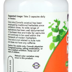 Gotu Kola 450mg Now Foods 100 Cáps + Porta Cápsulas