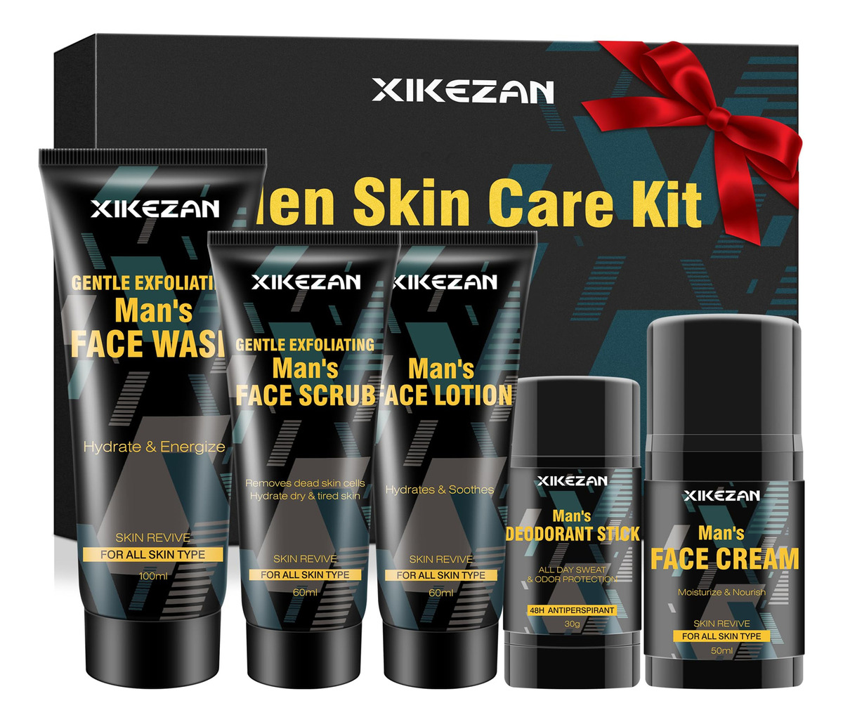 Kit De Cuidados Com A Pele Xikezan Mens Face Wash Scrub Loti