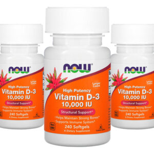 Now Foods Vitamina D3 250mcg Alta Potência 240 Softgels 5un