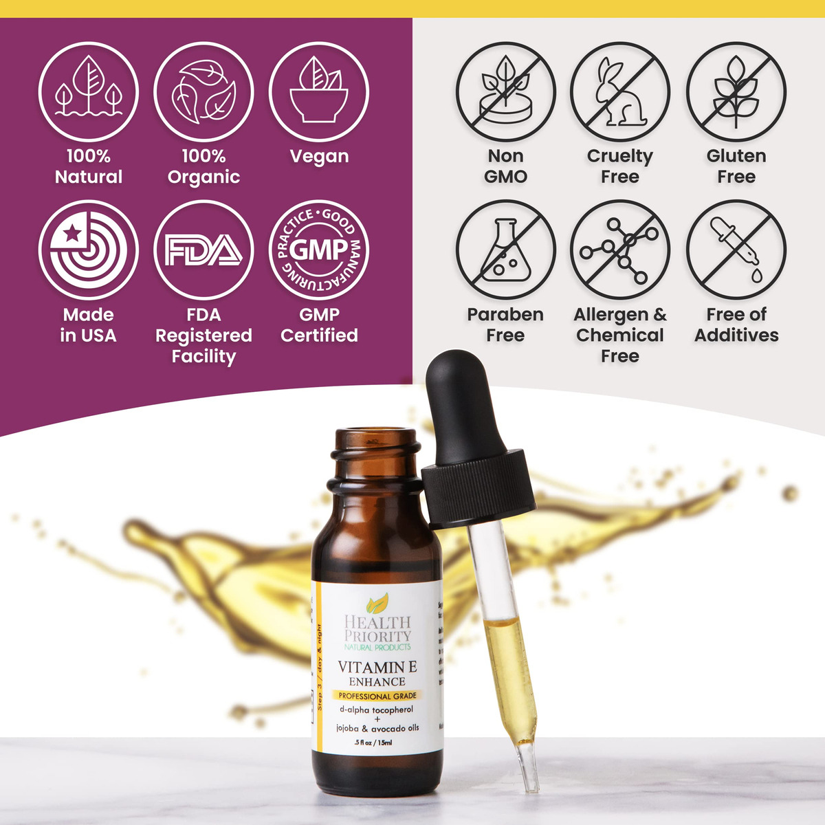 Óleo De Vitamina E Health Priority 15000 Ui Para Pele E Cica - Imagem 5