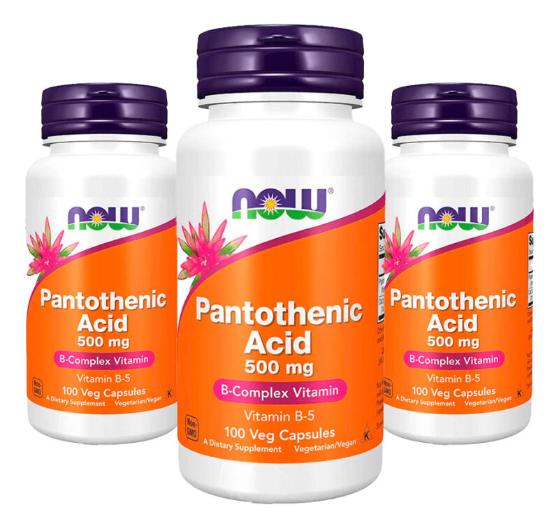 Ácido Pantotênico 500mg Now Foods Complexo B 100cap 3un