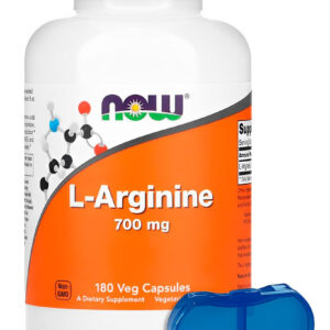 L-arginina 700mg Now Foods 180 Cáps + Porta Cápsulas