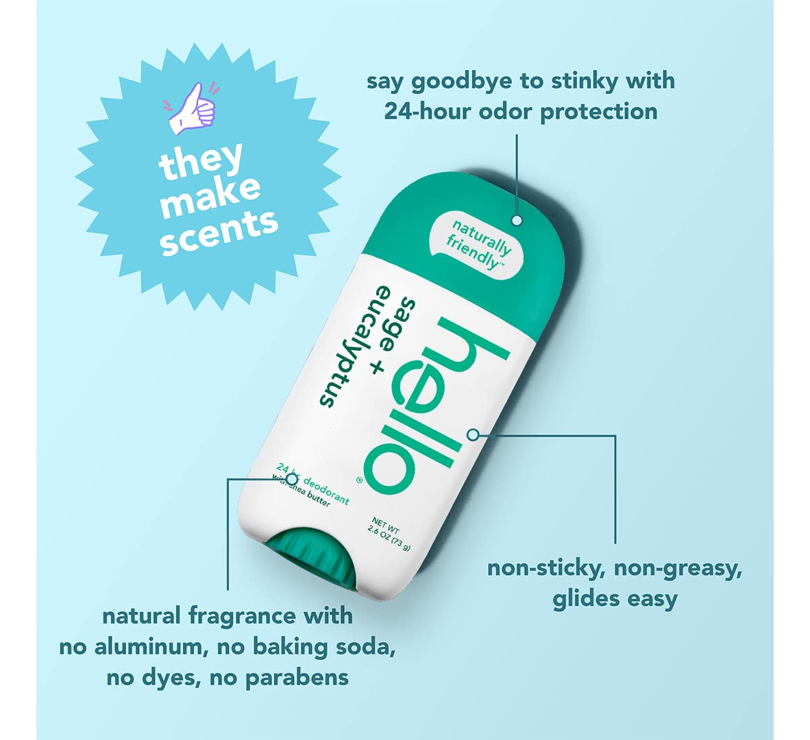 Desodorante Hello White Sage + Eucalyptus 75ml Para Mulheres - Imagem 5