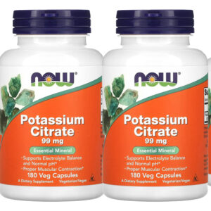 Citrato De Potássio 99mg Now Foods 180veg Caps 4un Sabor Sem Sabor
