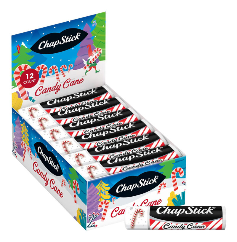 Bálsamo Labial Chapstick Candy Cane Flavor, Pacote Com 12 Un