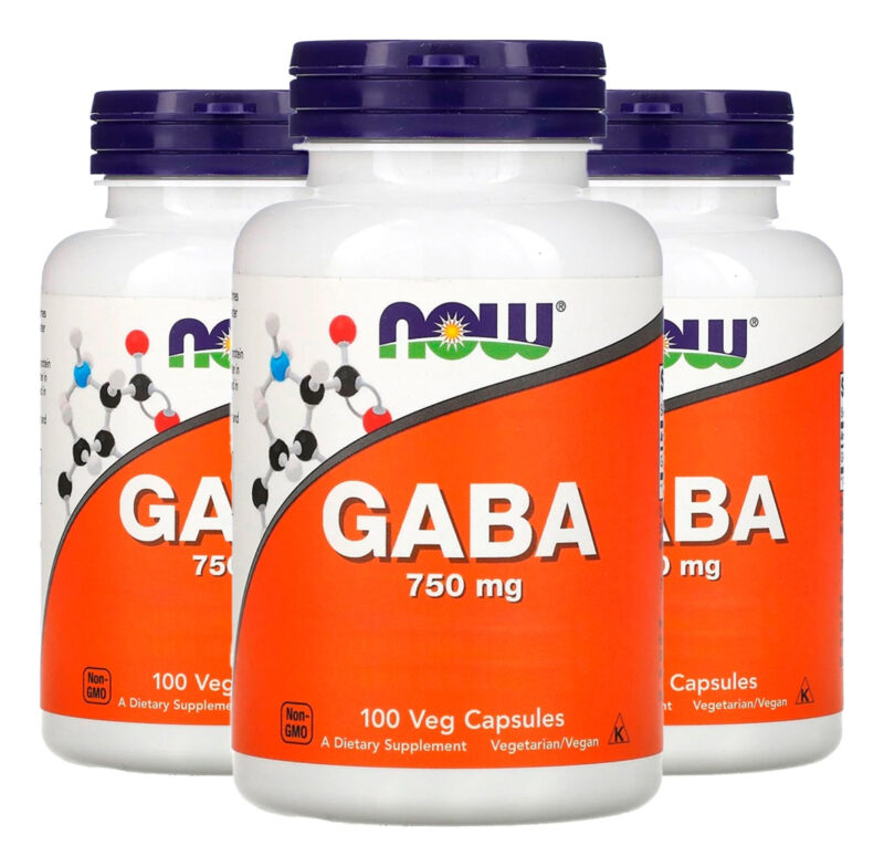 Ácido Gaba 750mg 100 Veg Cáps Importado 3un Now Foods