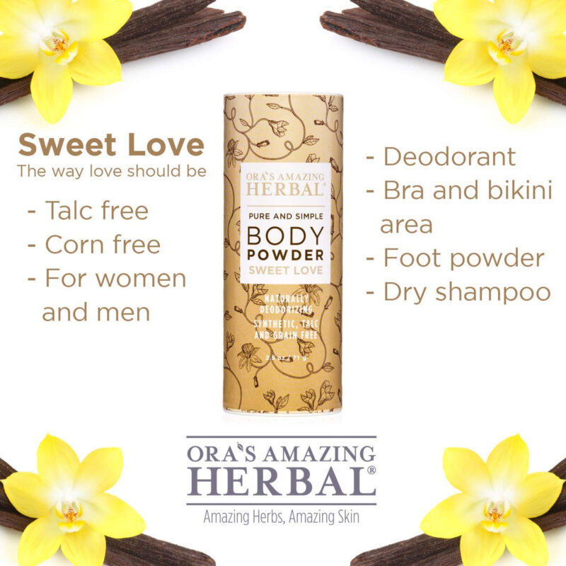 Pó Corporal Ora's Amazing Herbal Sweet Love 75 Ml Sem Talco - Image 6