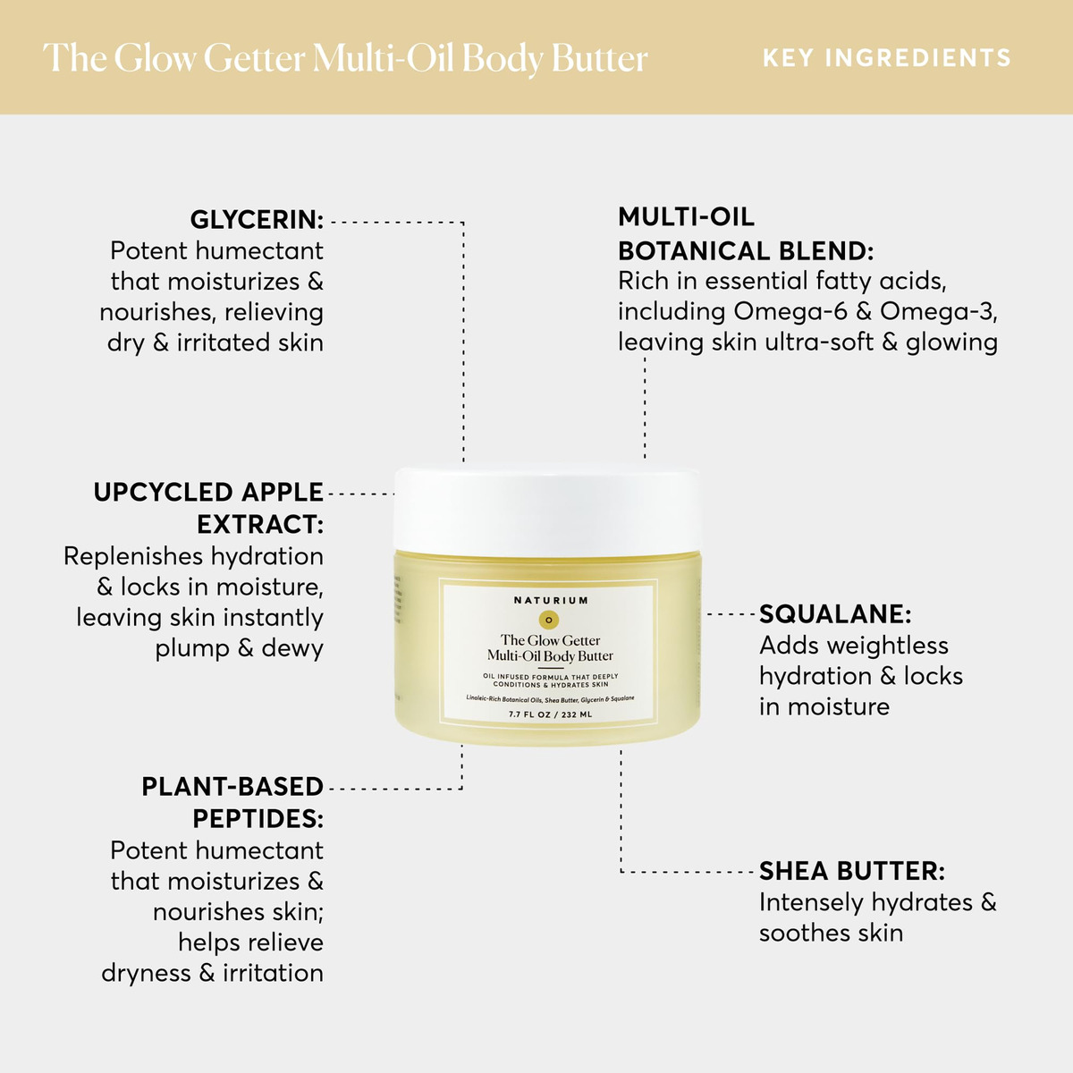 Body Butter Naturium The Glow Getter 230ml Creme Firmante - Imagem 4