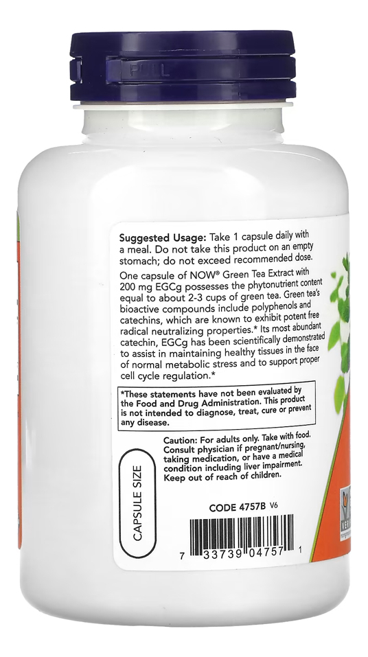 Extrato Chá Verde Egcg 400mg Now Foods 180cáps Importado - Imagem 3