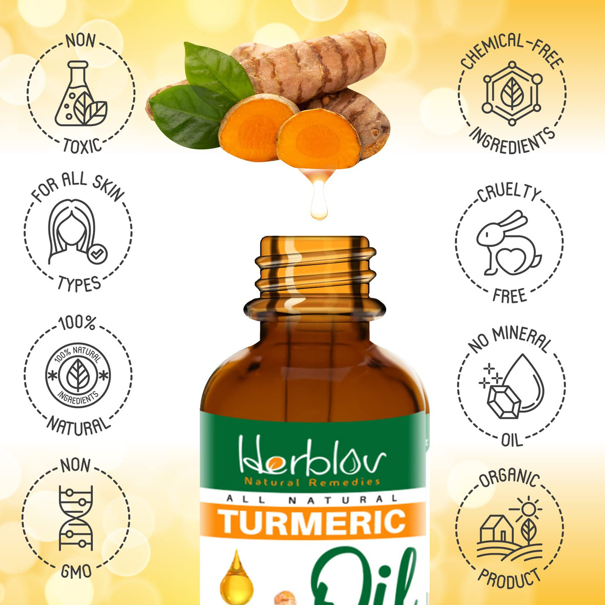 Óleo De Cúrcuma Para Rosto E Corpo - Pele De Açafrão Totalme - Imagem 3