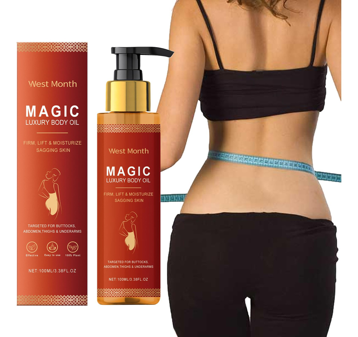 Óleo Reafirmante Corporal Magic Body Com Vitamina E, Rosa Mo