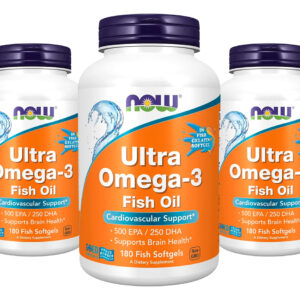Ultra Omega-3 Now Foods 500/250 Fish Gelatin 180 Softg 3un Sabor Sem Sabor