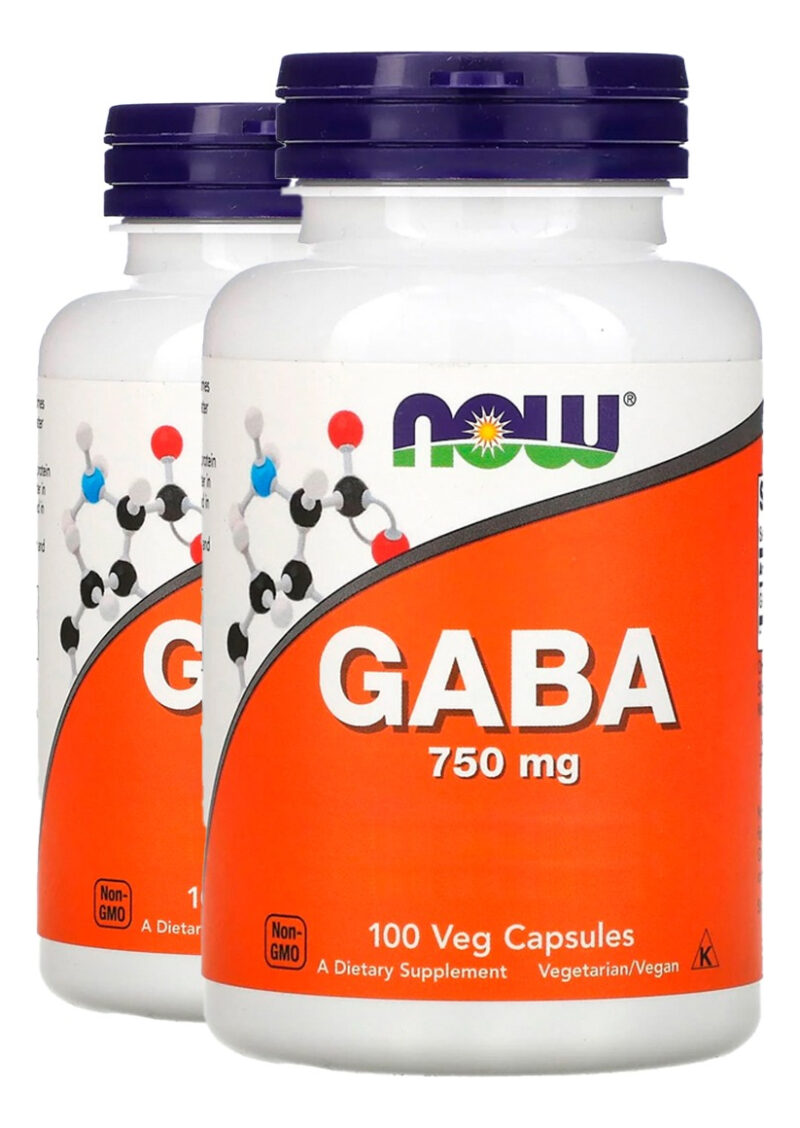 Ácido Gaba 750mg 100 Veg Cáps Importado 2un Now Foods