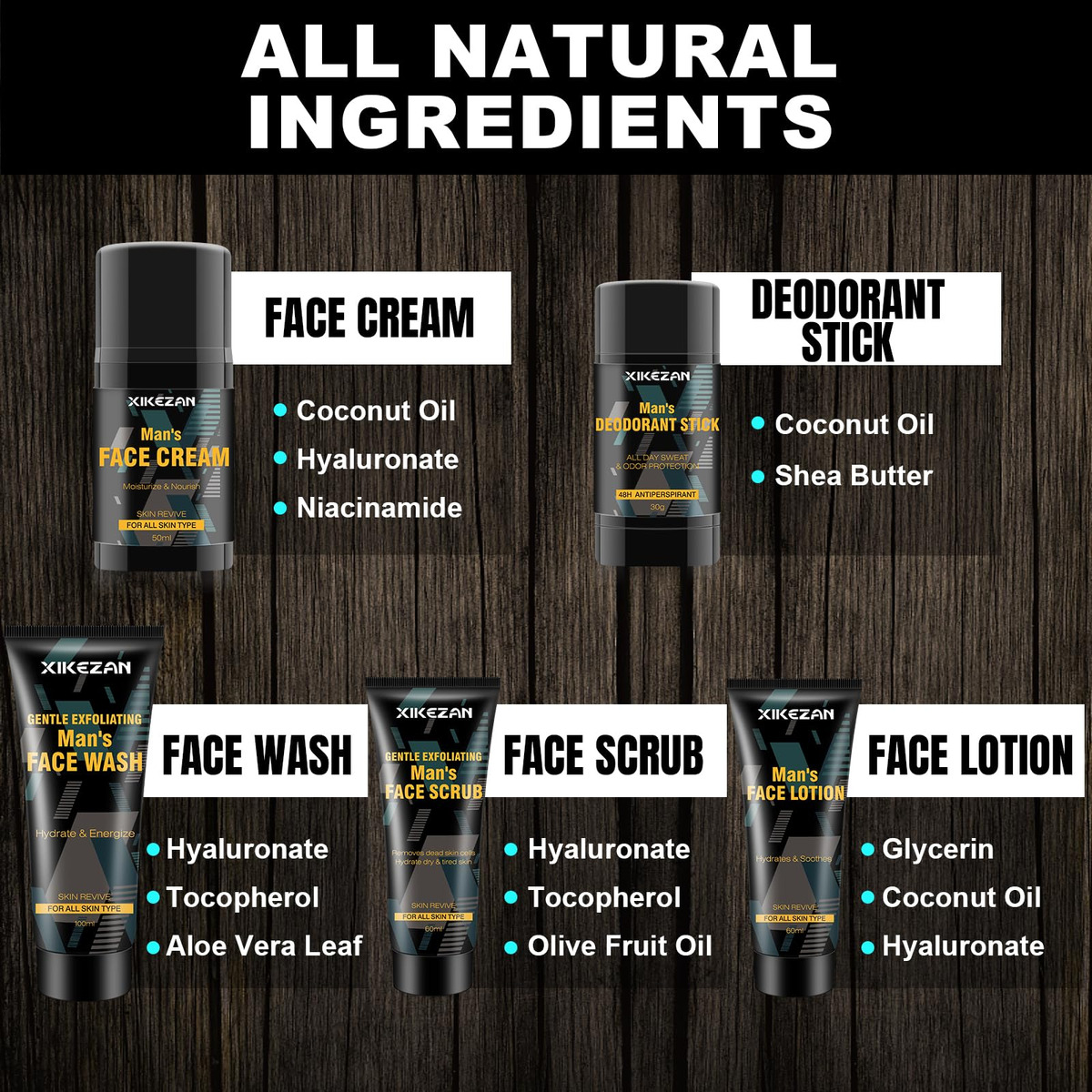 Kit De Cuidados Com A Pele Xikezan Mens Face Wash Scrub Loti - Imagem 4