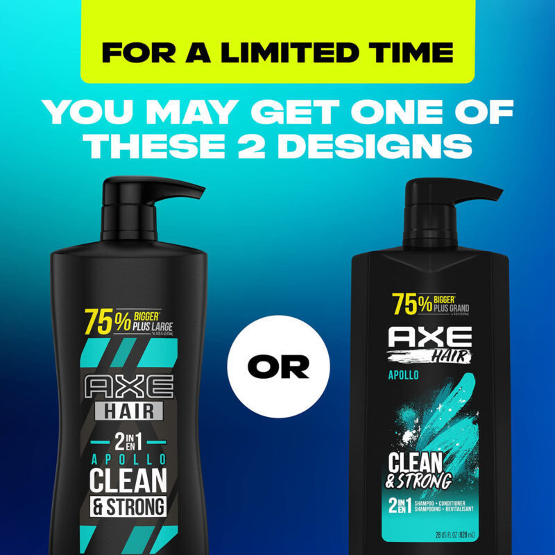 Shampoo E Condicionador Axe Apollo 2 Em 1, 828 Ml, Pacote Co - Image 2