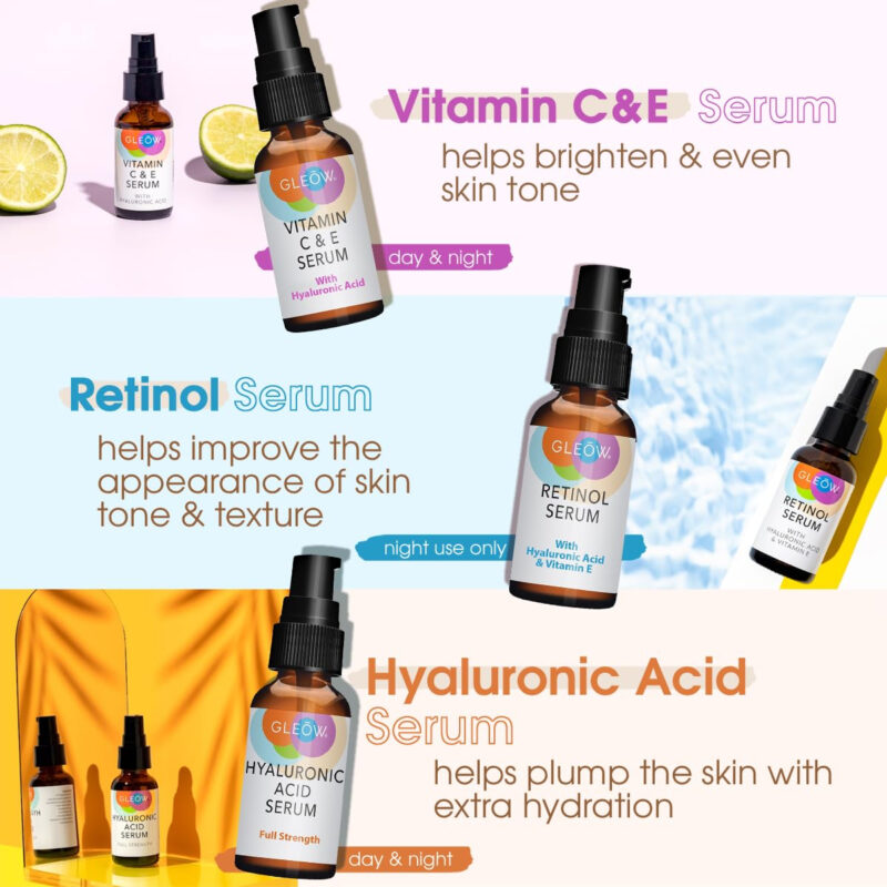 Conjunto De Sérum Gleow Retinol, Vitamina C E Ácido Hialurôn - Image 3