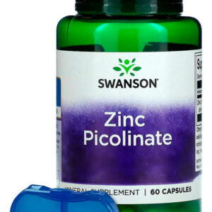 Picolinato De Zinco 22mg Swanson 60 Caps + Porta Cápsulas