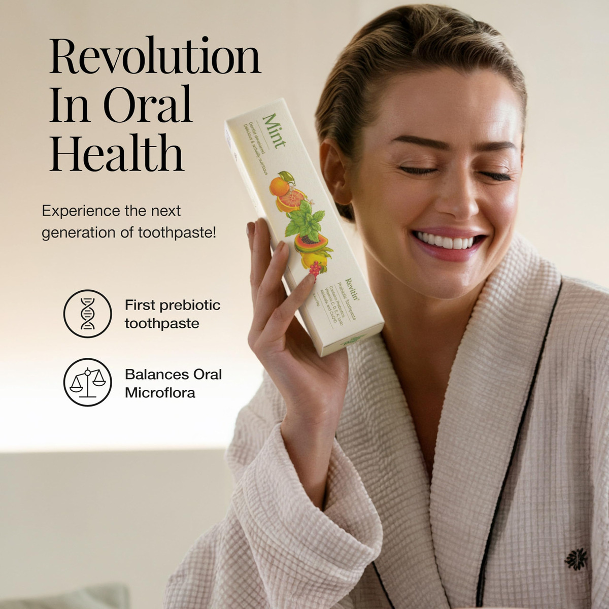 Creme Dental Revitin Gel De Menta Prebiótico Sem Flúor 100ml - Imagem 4