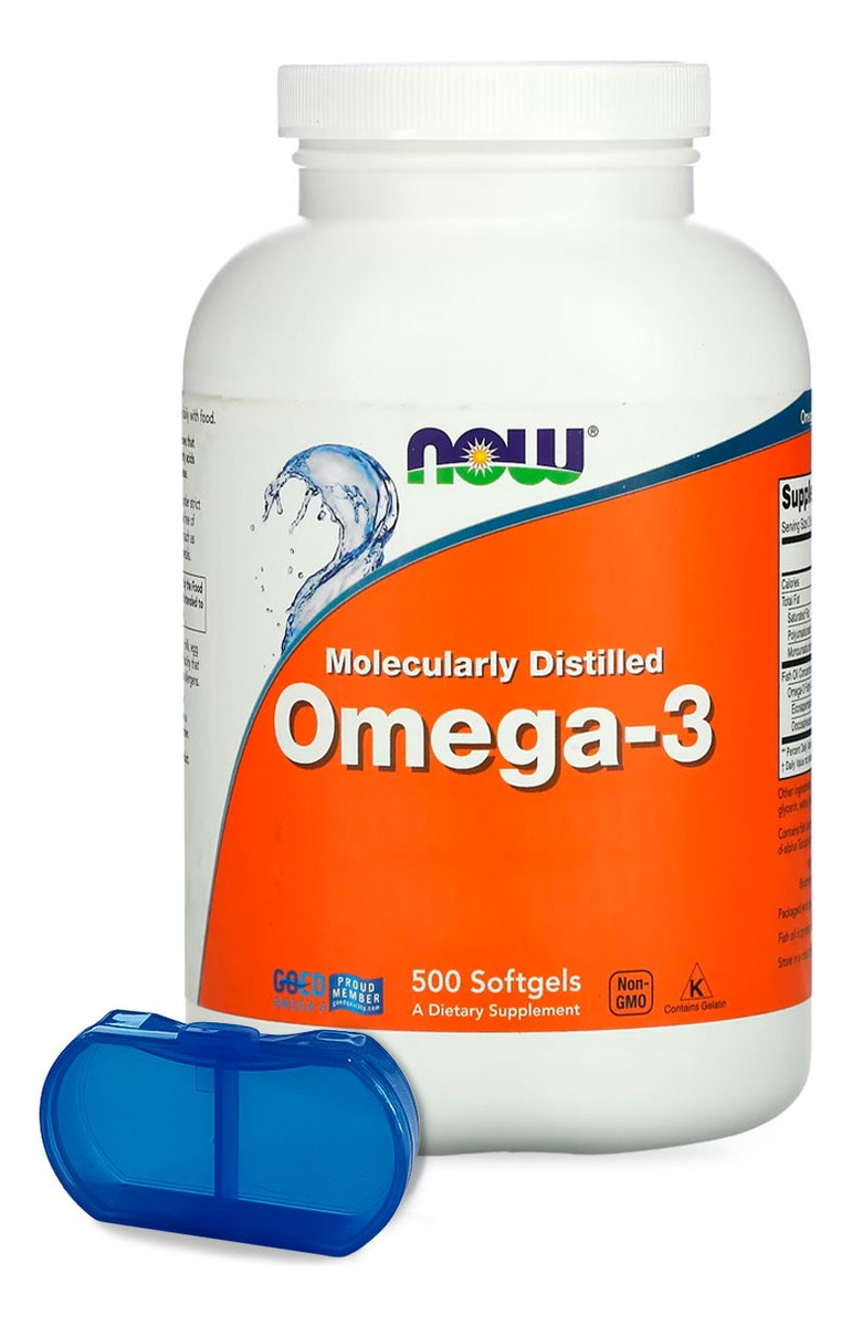 Ômega-3 Mol. Destilado Now Foods 500soft + Porta Cápsulas