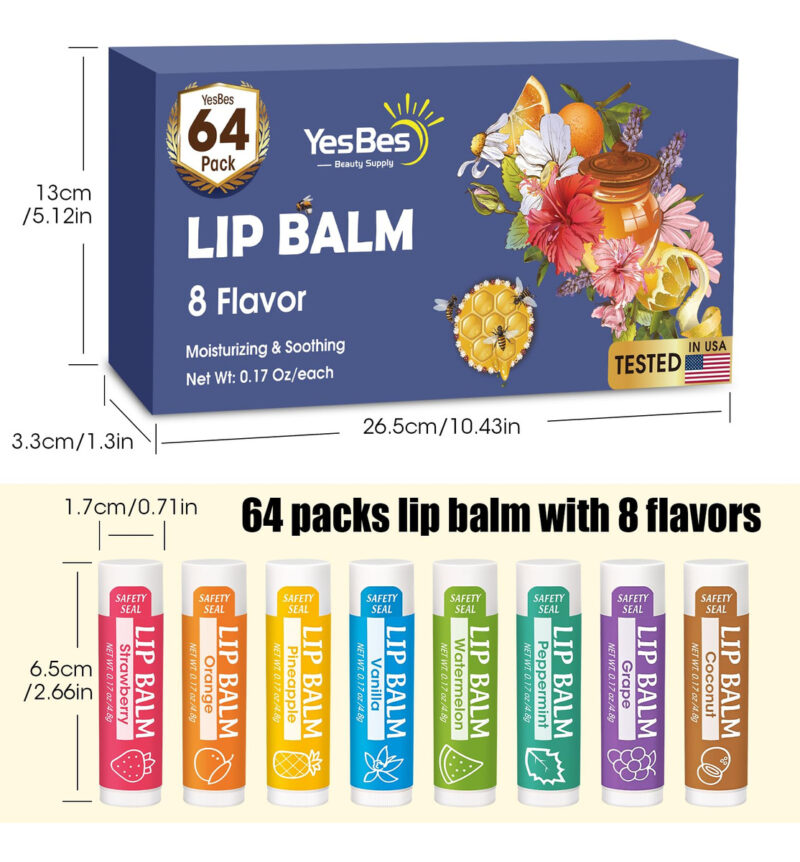 Bálsamo Labial Yesbes, Pacote Com 64 Unidades Naturais, Com - Image 8