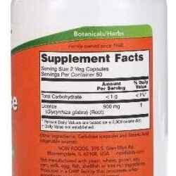 Licorice Root Raiz Alcaçuz 450mg 100 Veg Capsulas Now Foods