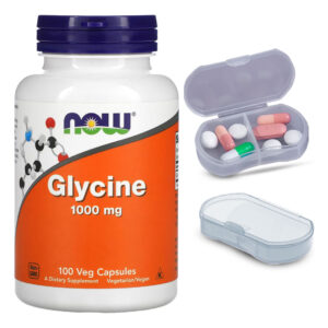 Glicina 1000mg Now Foods Glycine 100 Cáps + Porta Cápsulas
