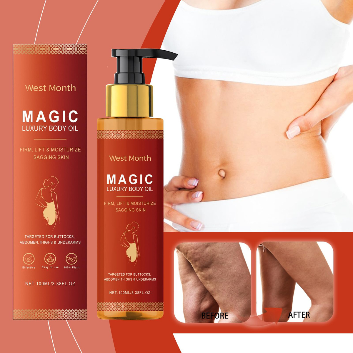 Óleo Reafirmante Corporal Magic Body Com Vitamina E, Rosa Mo - Imagem 9