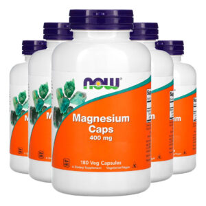 Magnésio Magnesium 400mg 180veg Cáps Importado 5un Now Foods