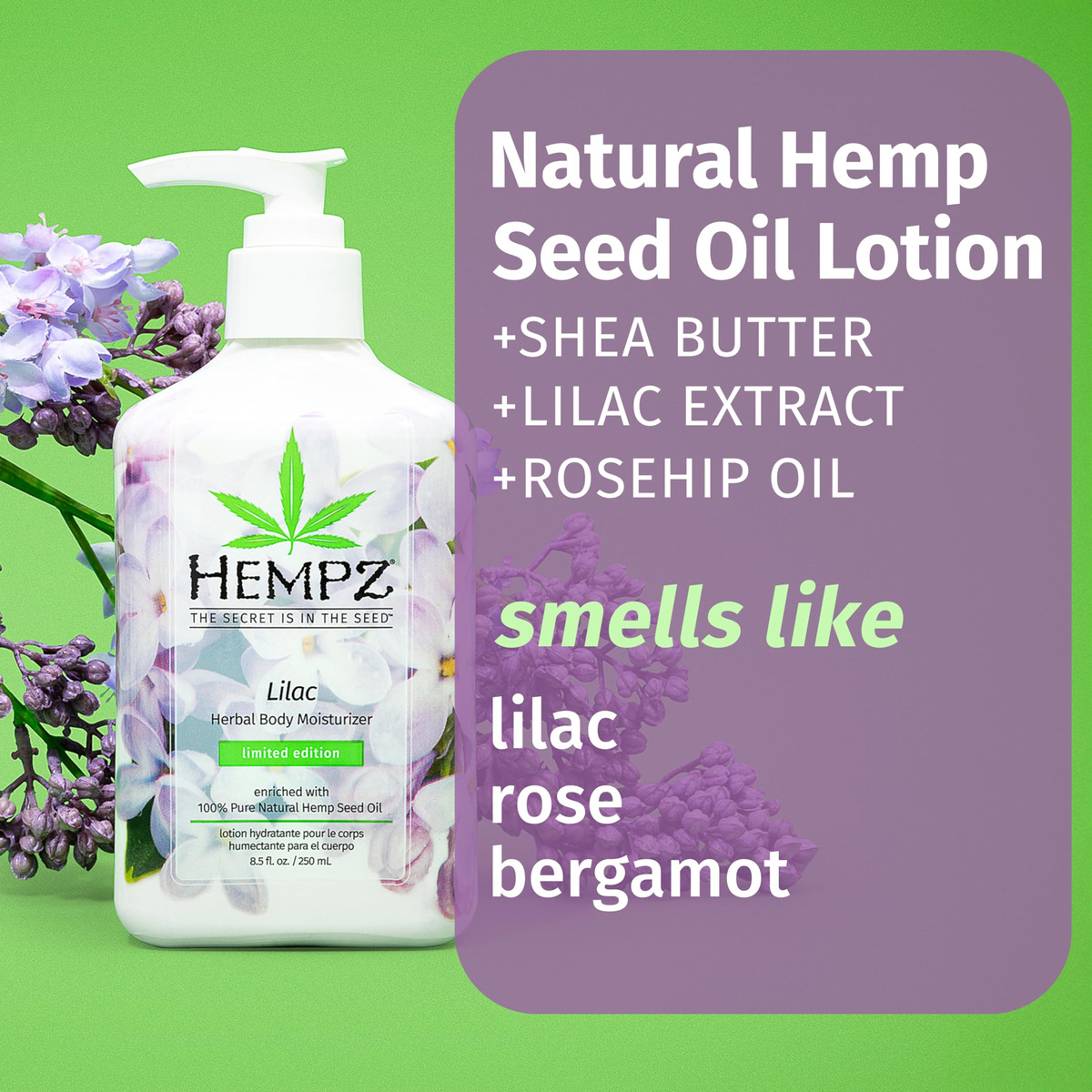 Hidratante Corporal Hempz Lilac Lotion 250ml Edição Limitada - Imagem 4