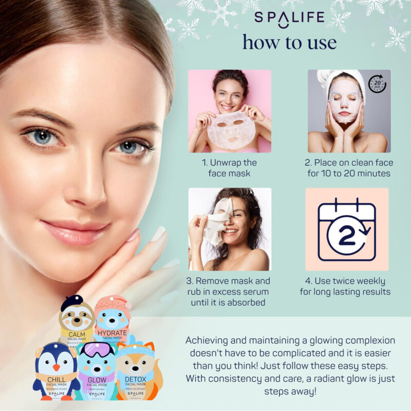 Máscara Facial Spalife Snow Buddies, Pacote Com 10, Hidratan - Image 6