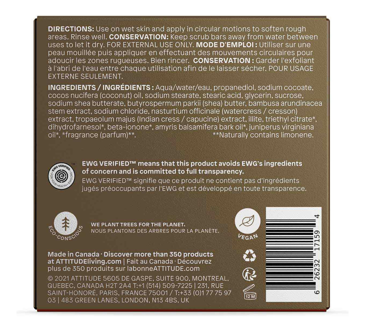 Barra De Esfoliação Corporal Attitude Sandalwood 120 Ml Vega - Imagem 5