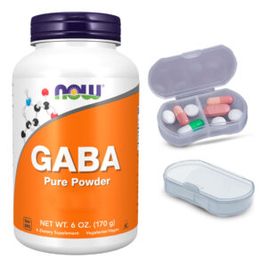Gaba Pó Puro Now Foods 170g Produto + Porta Cápsulas