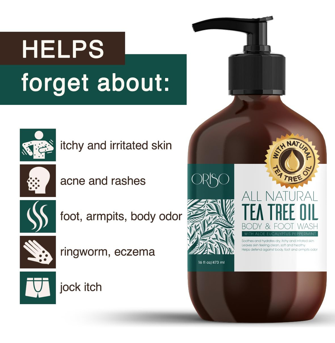Sabonete Líquido Oriso Tea Tree Oil 480 Ml Ajuda A Acne Nos - Imagem 5