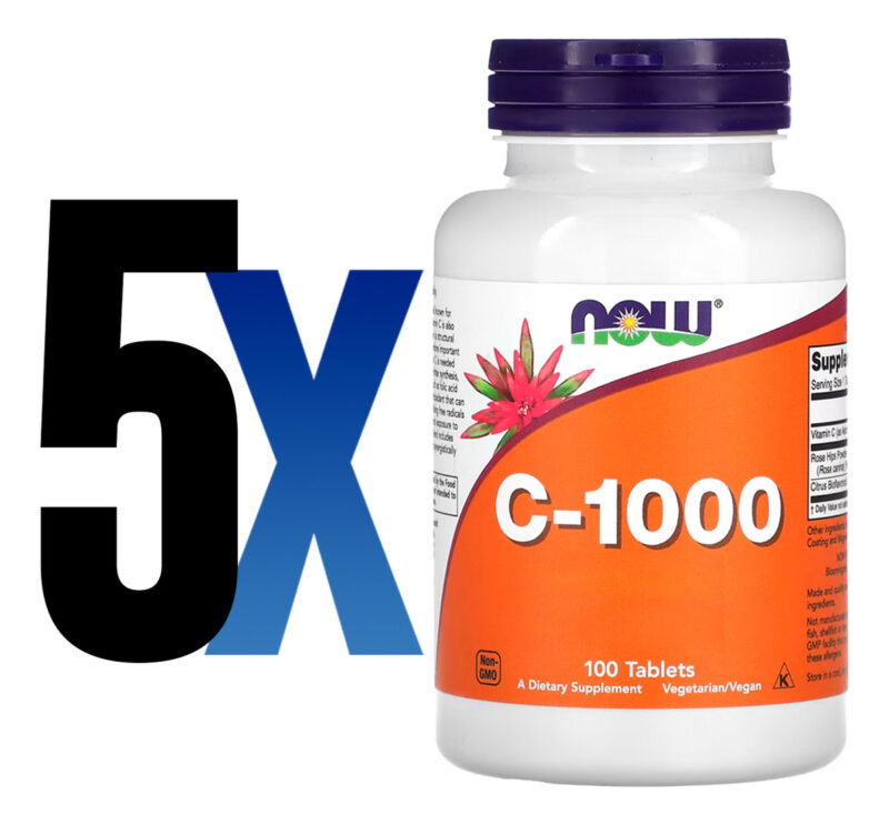 Vitamina C 1000mg+r. Mosqueta 100tab Importado 5un Now Foods - Image 2
