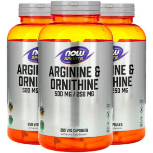 Arginina Ornitina 500mg/250mg 250cap Importado 3un Now Foods