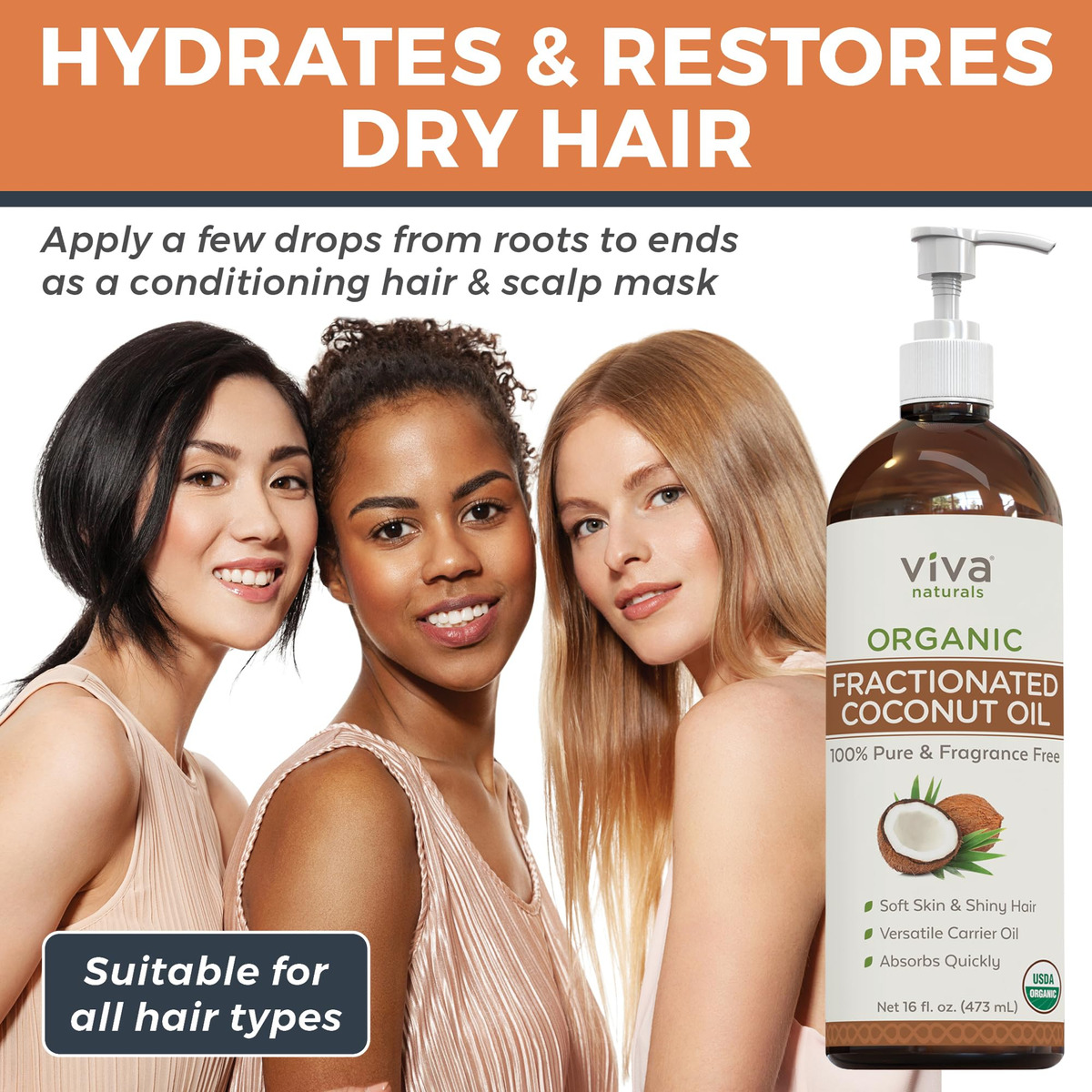 Óleo De Coco Orgânico Fracionado Viva Naturals Para Cabelo - Imagem 4