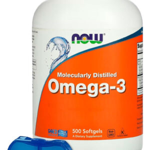 Ômega-3 Mol. Destilado Now Foods 500soft + Porta Cápsulas