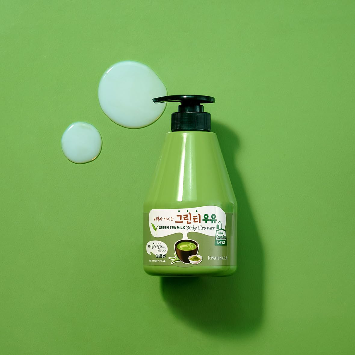 Limpador Corporal Welcos Kwailnara Green Tea Milk 560g - Imagem 2