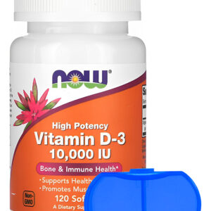 Now Foods Vitamina D3 120 Softgels Suplemento + Porta Cáps