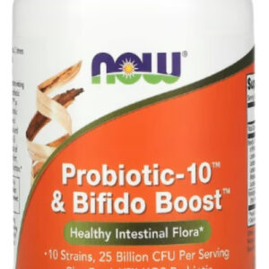 Now Probiotic-10 & Bifido Boost, 25 Bilhões, 90 Cápsulas. Sabor Sem Sabor
