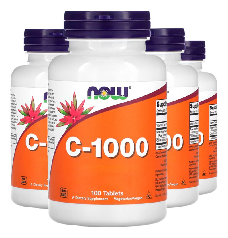 Vitamina C 1000mg+r. Mosqueta 100tab Importado 4un Now Foods
