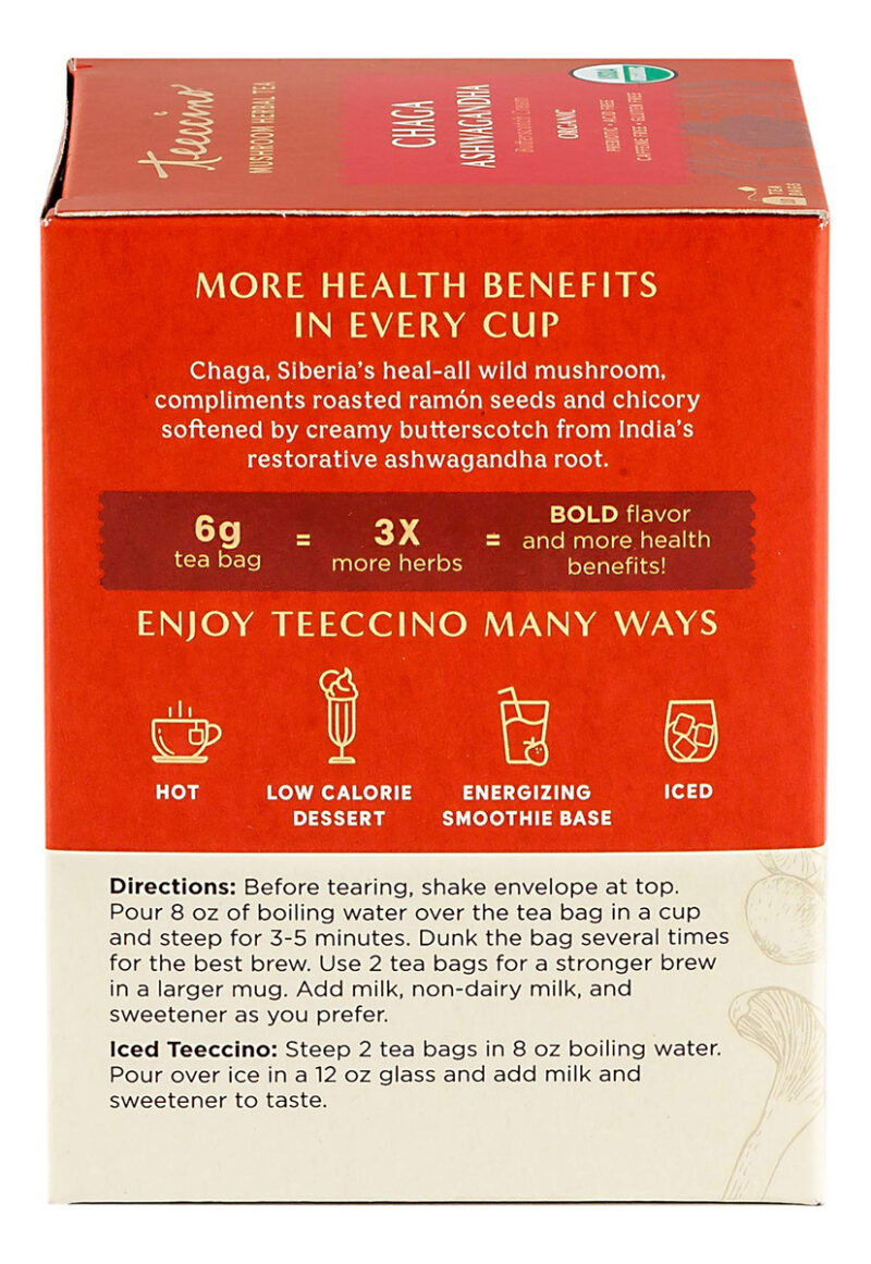 Chá Teeccino Chaga Ashwagandha Butterscotch Cream Organic 10 - Image 3