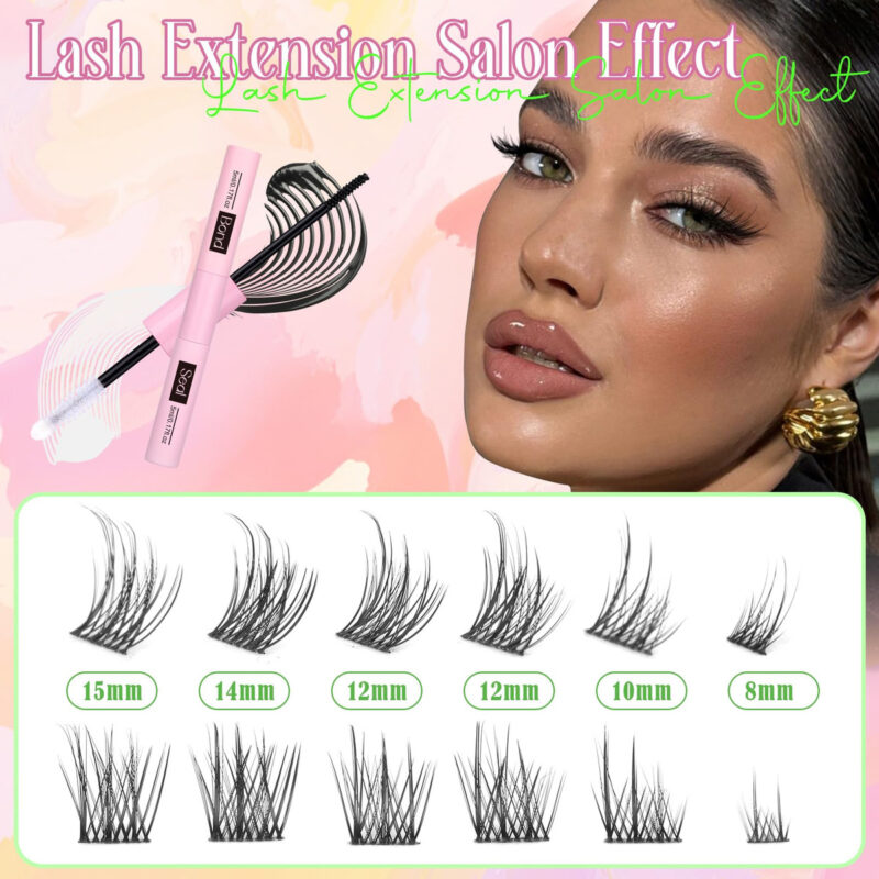 Kit De Extensão De Cílios Pleell Wispy Lash Clusters C Curl - Image 4