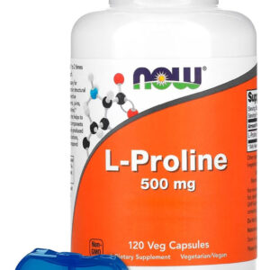 L-prolina 500mg Now Foods 120 Caps + Porta Cápsulas