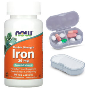 Bisglicinato De Ferro 36mg Now Foods 90cáps + Porta Cápsulas