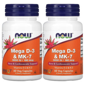 Mega D-3 5000iu E Mk-7 180mcg Now Foods 60 Veg Caps 2un