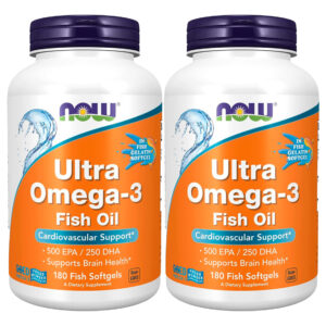 Ultra Omega-3 Now Foods 500/250 Fish Gelatin 180 Softg 2un Sabor Sem Sabor