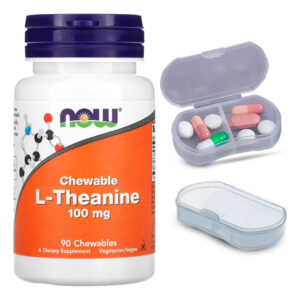 L-teanina 100mg Now Foods 90chbl Matigáveis + Porta Cápsulas